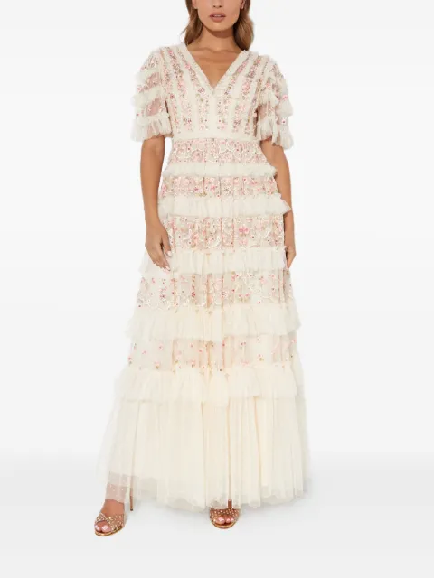 Needle & Thread Calathea floral-embroidered dress