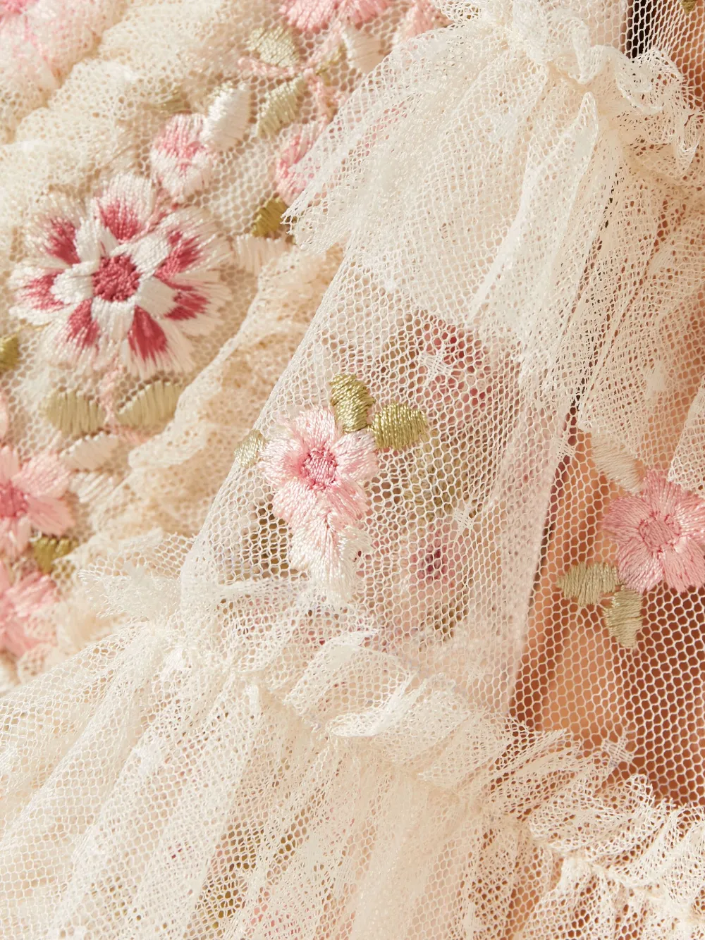 Needle & Thread Calathea jurk met geborduurde bloemen Beige