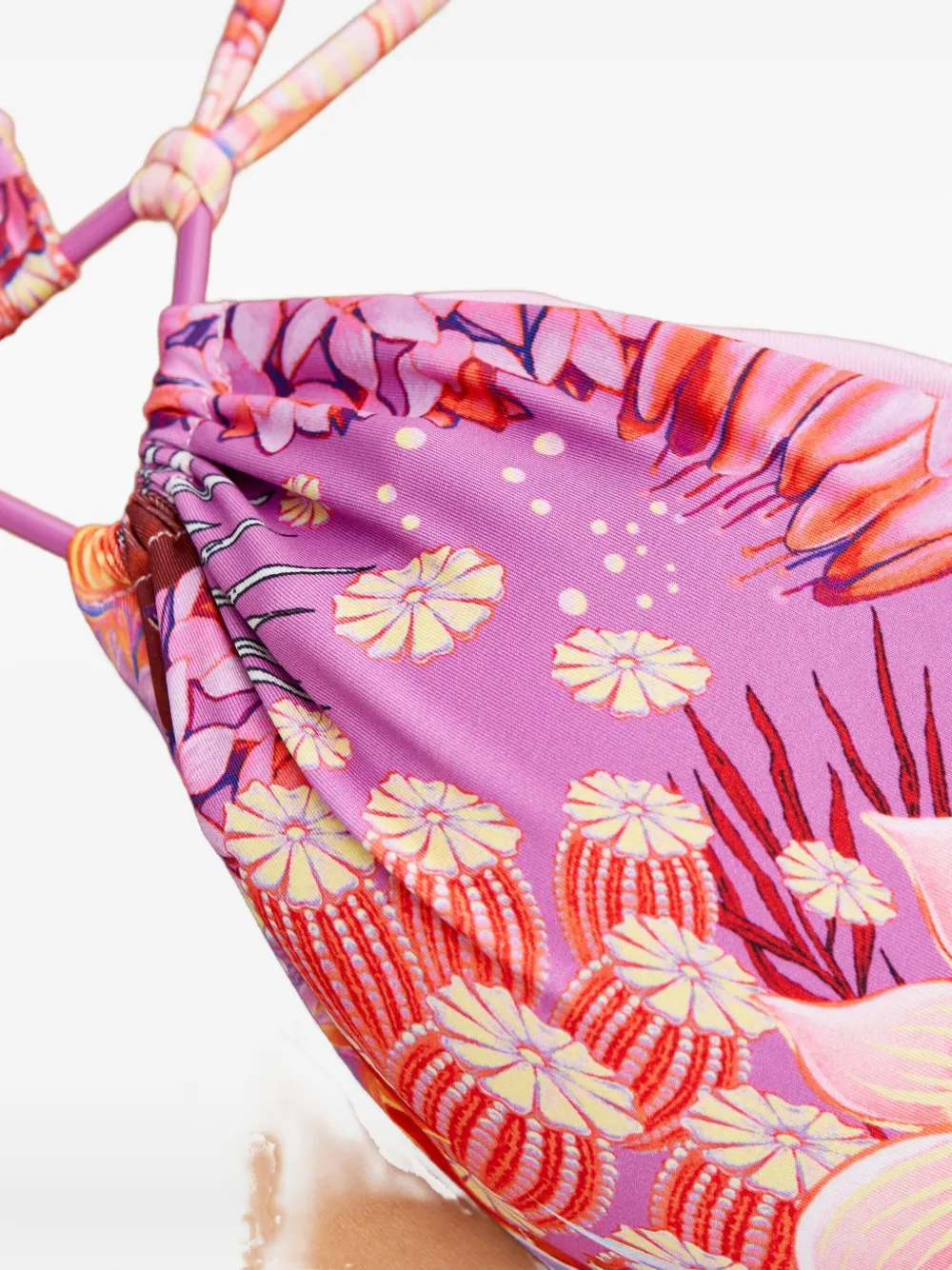 Agua Bendita Floral-pattern Bikini Top In Purple