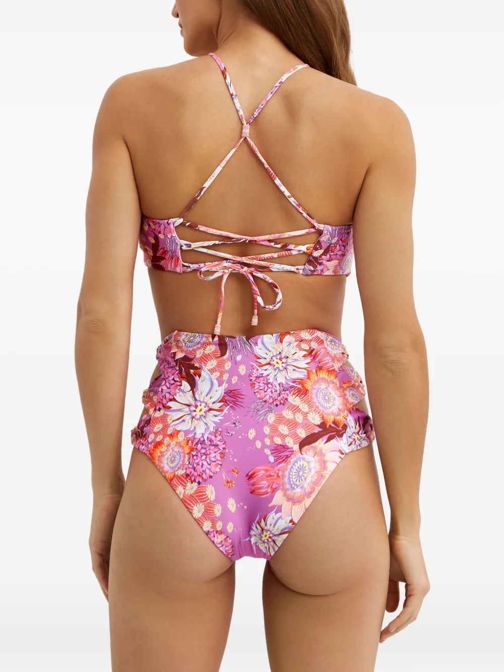 Agua Bendita Floral-pattern Bikini Top In Purple