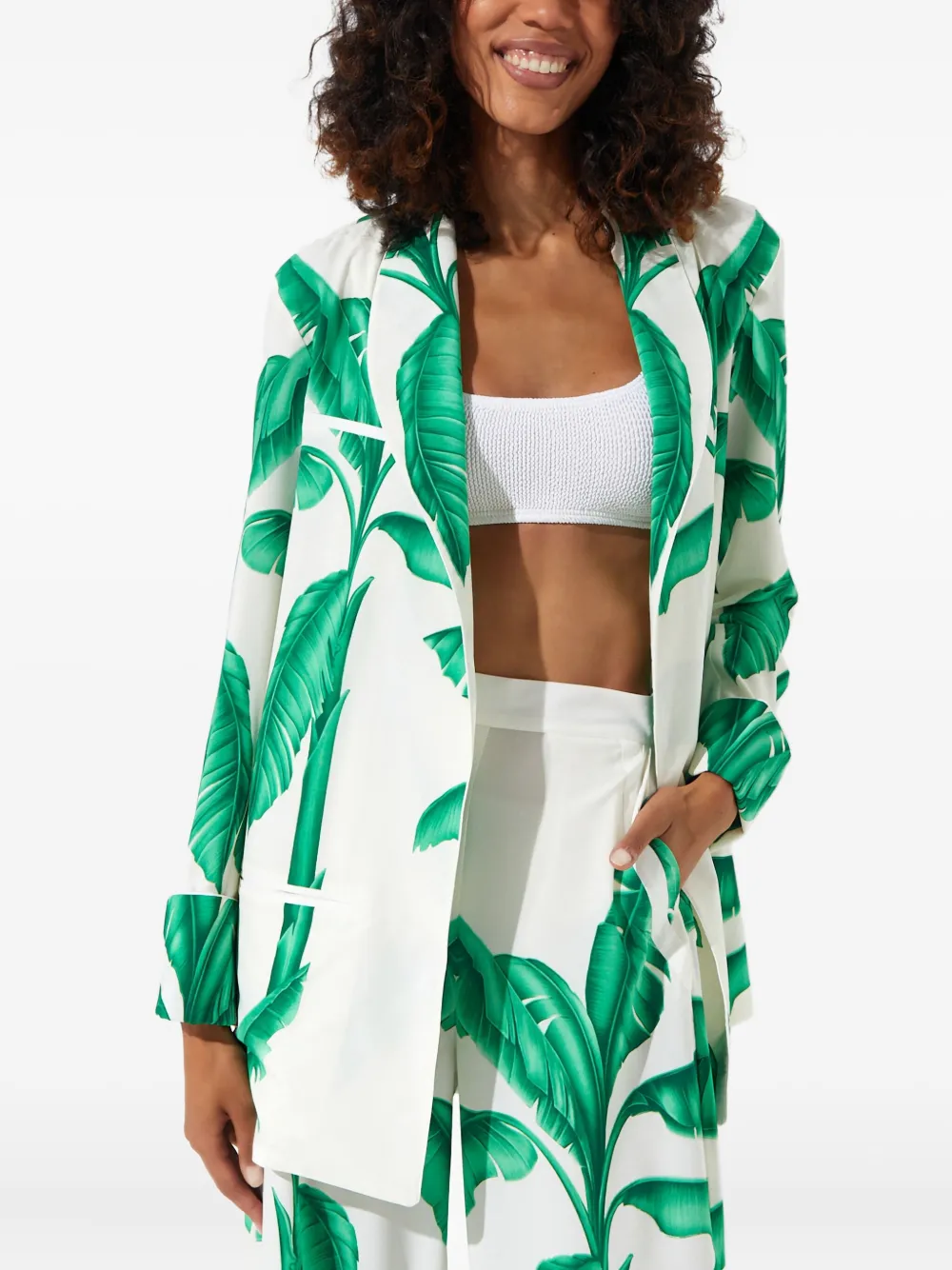 Mystique Leaf-print Jacket In Green