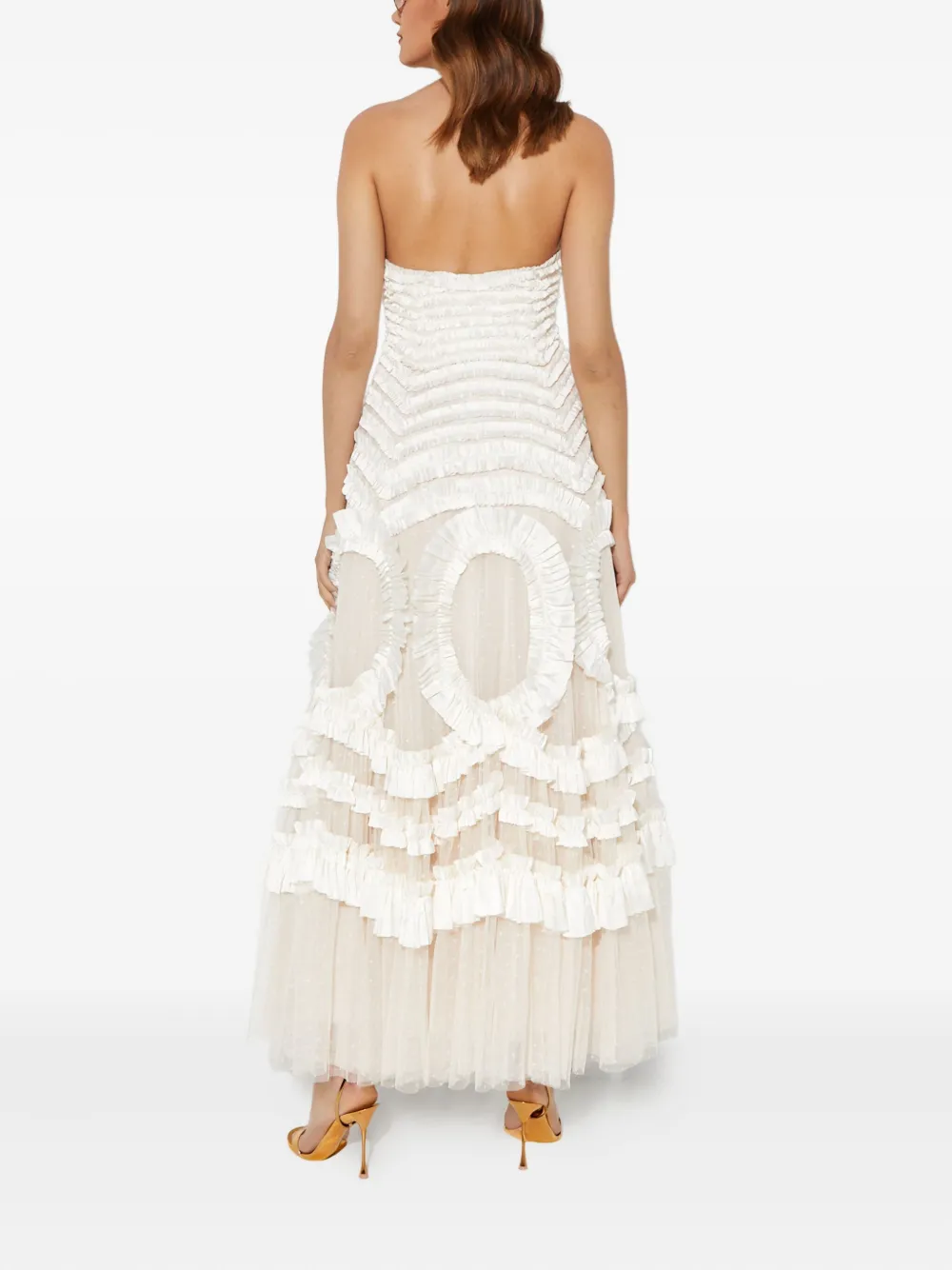 Needle & Thread Hyacinth Ruffled Gown In White