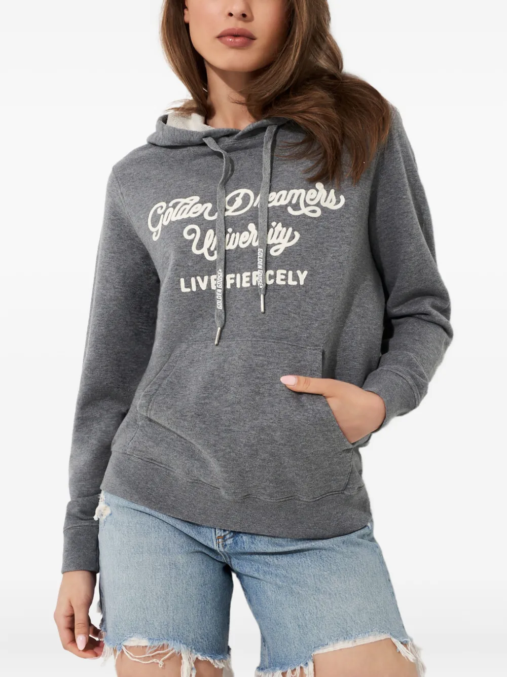 Golden Goose Hoodie met geborduurd logo Grijs