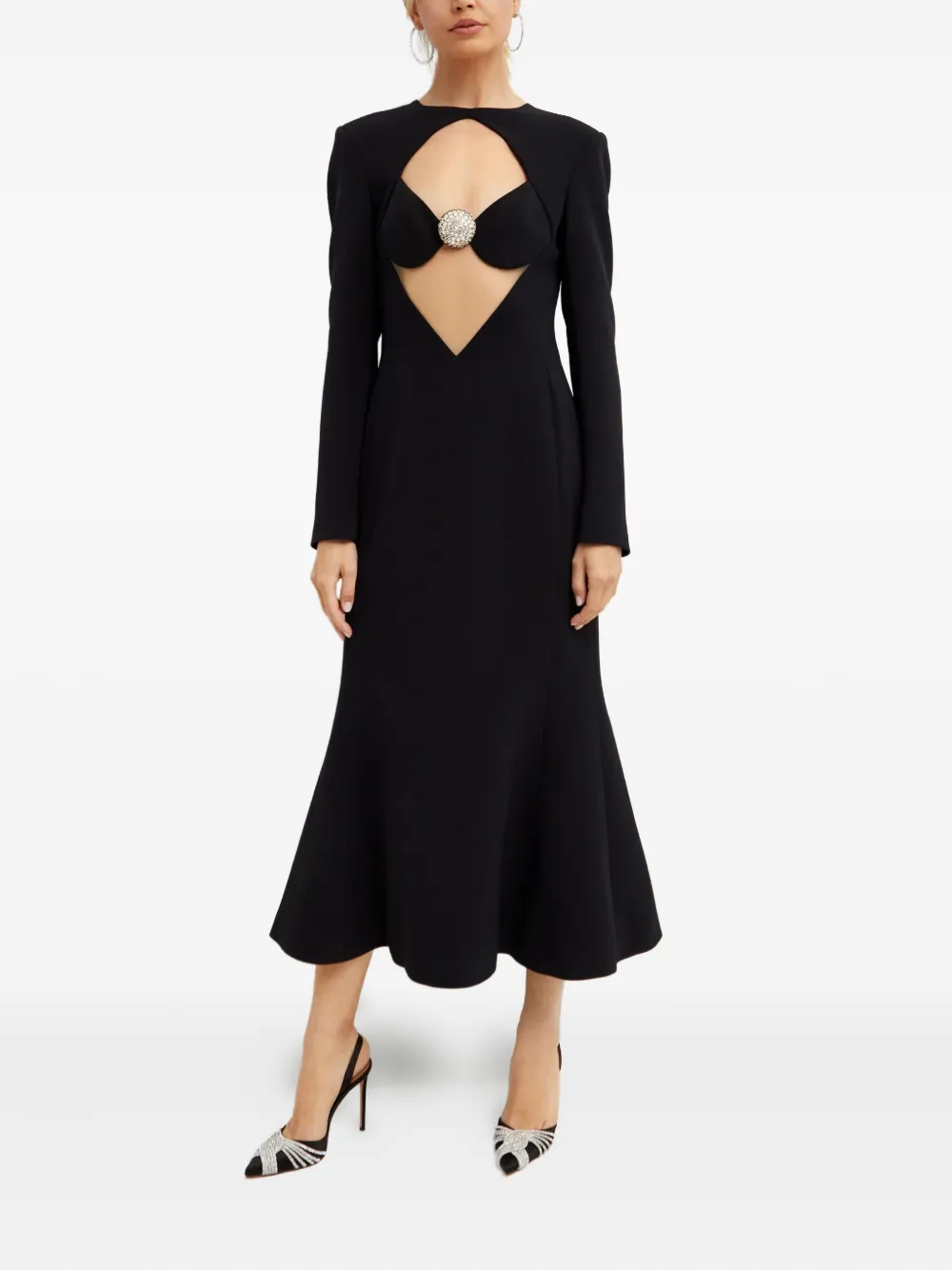 David Koma Crystal-embellished Cut-out Midi Dress In Black