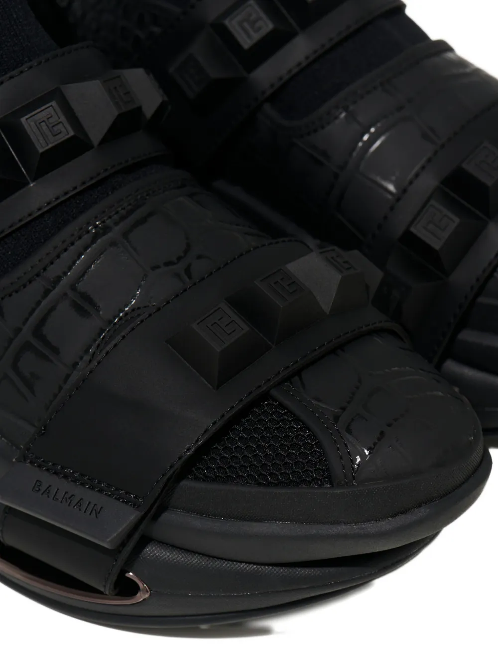 Balmain B-Bold sneakers met slangenpatroon Zwart