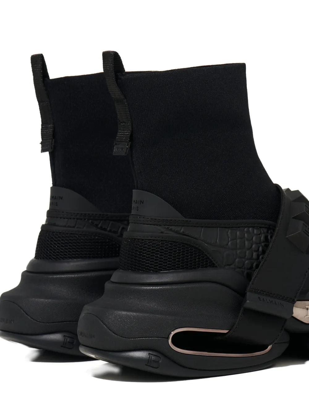 Balmain B-Bold sneakers met slangenpatroon Zwart