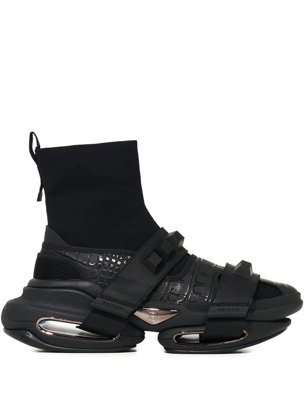 Balmain baskets B-Bold à motif peau de serpent | noir | Image 1