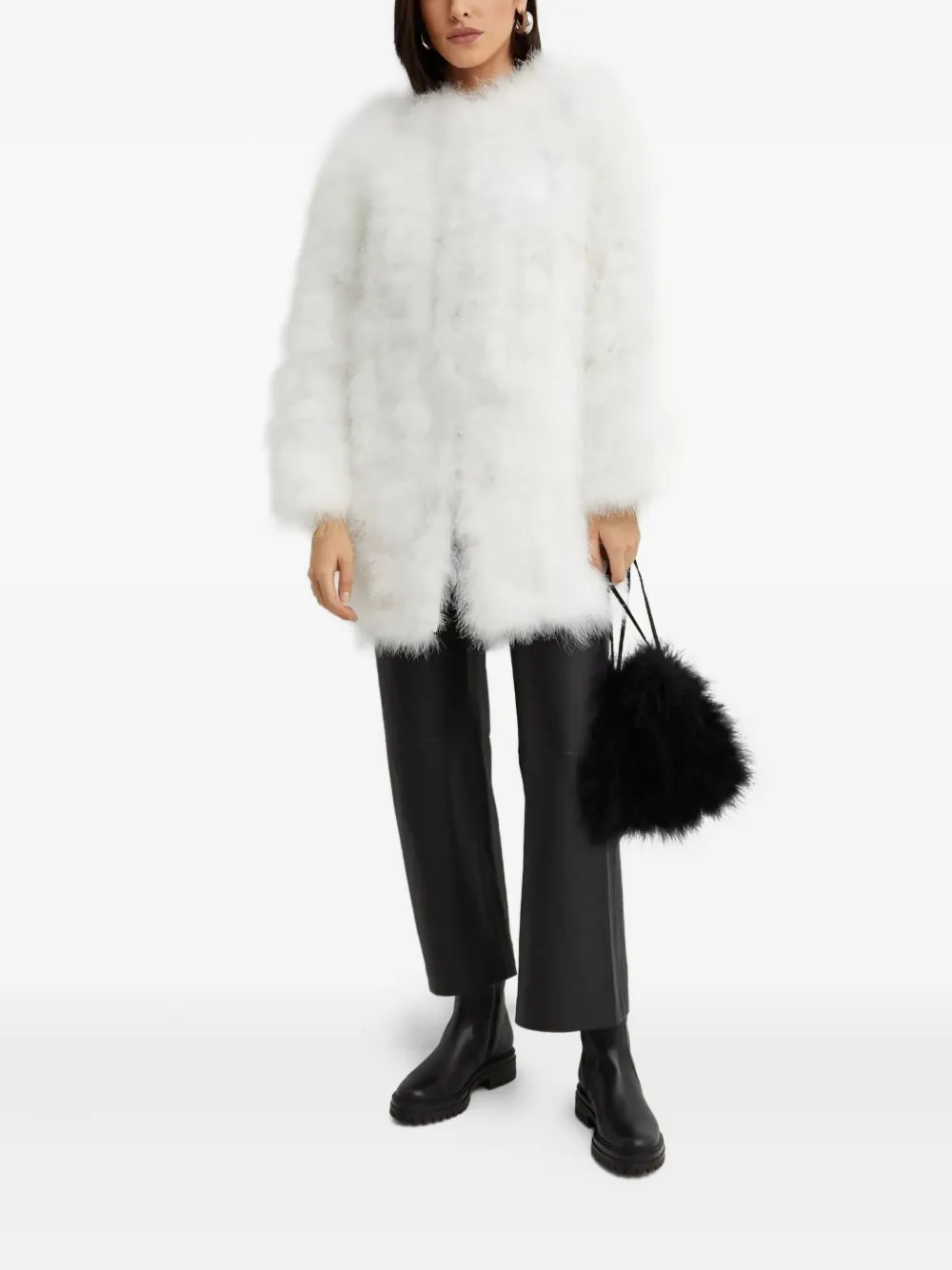 Yves Salomon round-neck feather jacket | Faux Fur & Shearling Jackets | Image 2