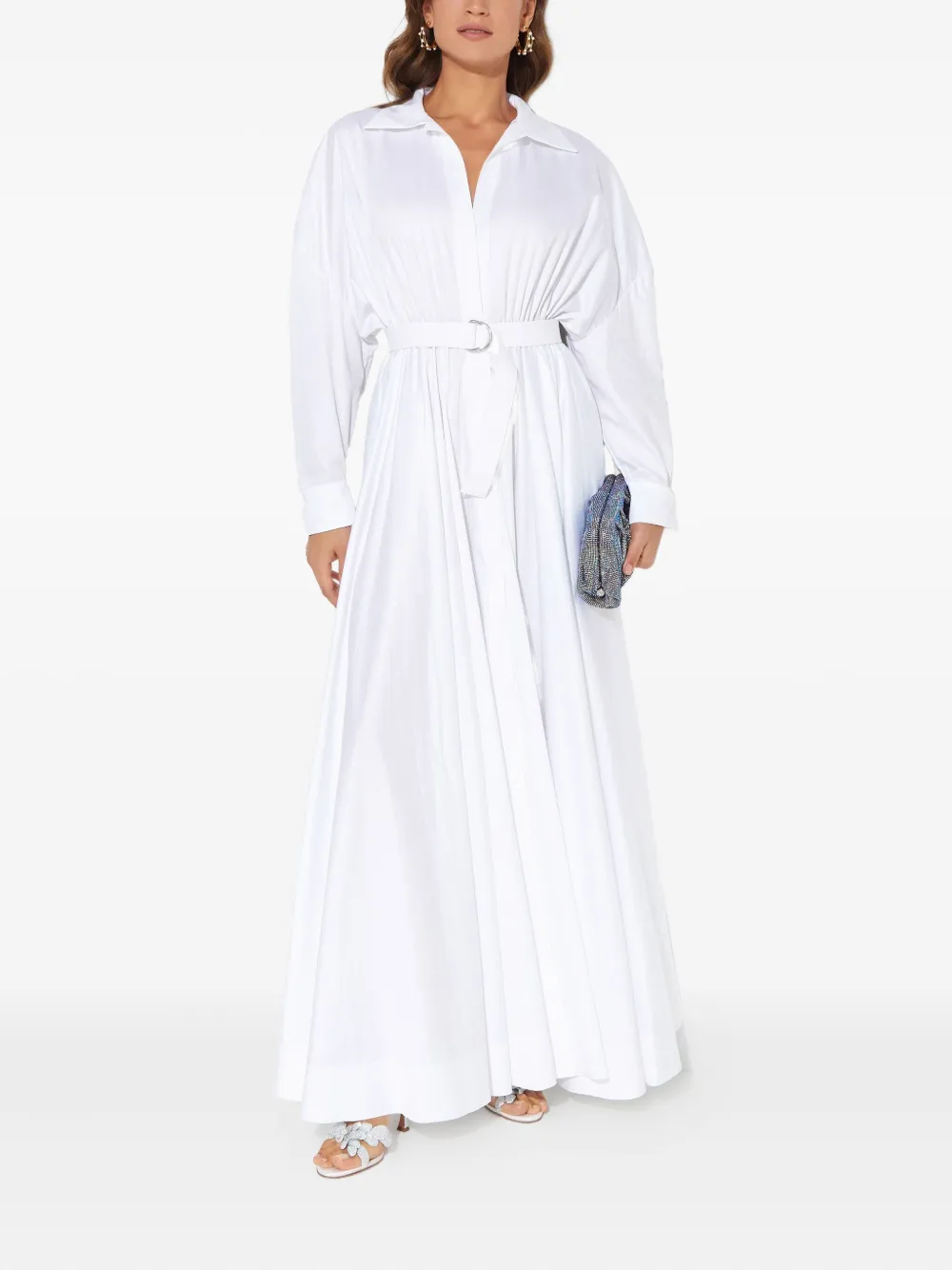 Norma Kamali boyfriend belted shirt maxi dress - Bianco