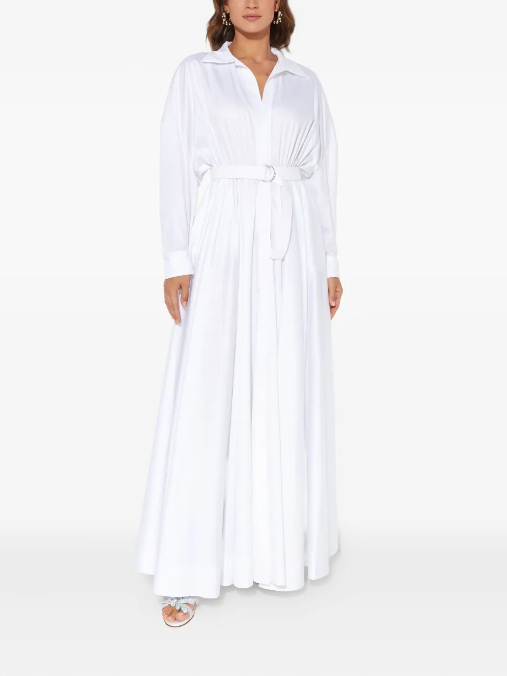 Norma Kamali boyfriend belted shirt maxi dress - Wit