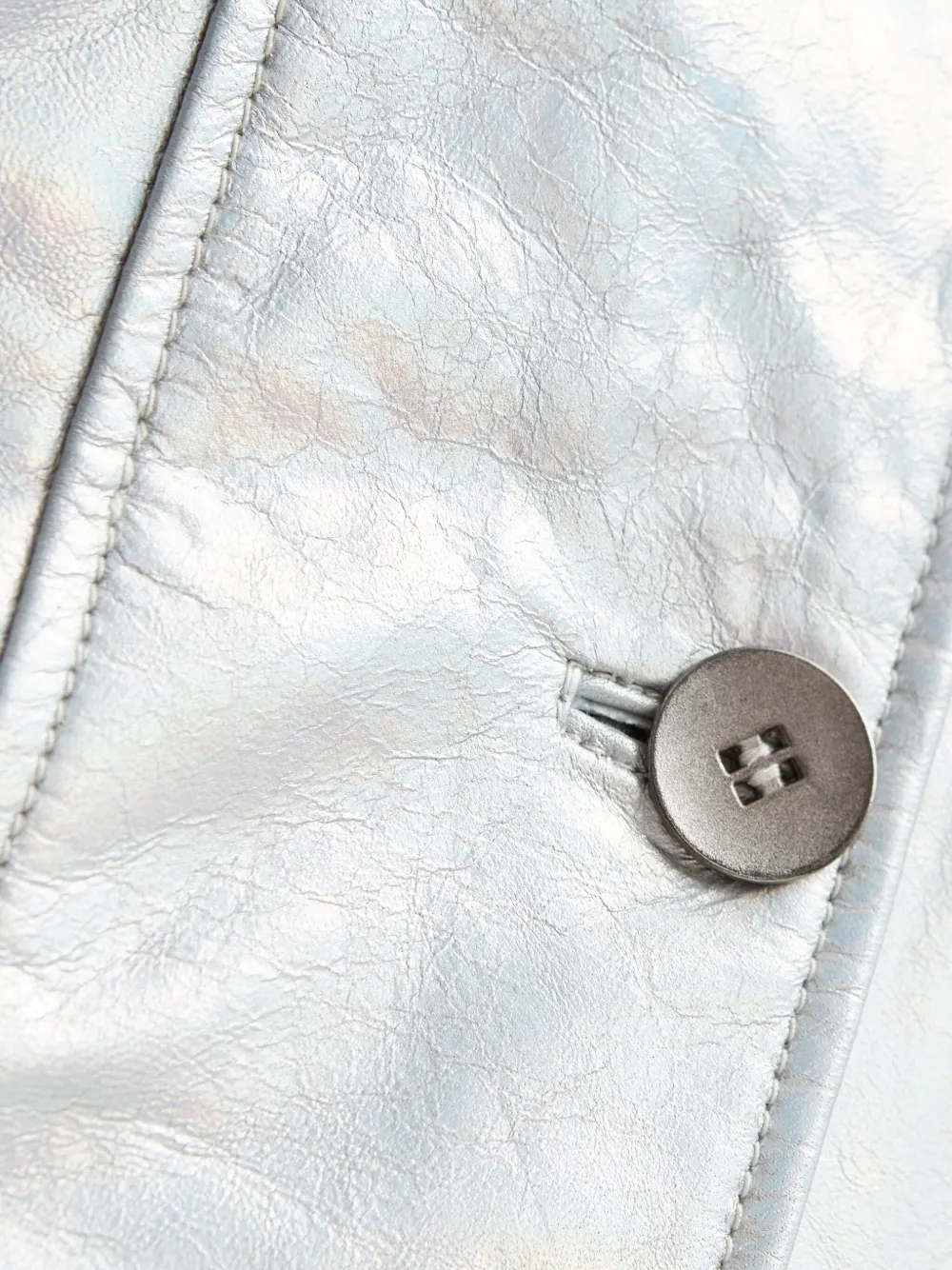 One Teaspoon Button Leather Jacket In Silver