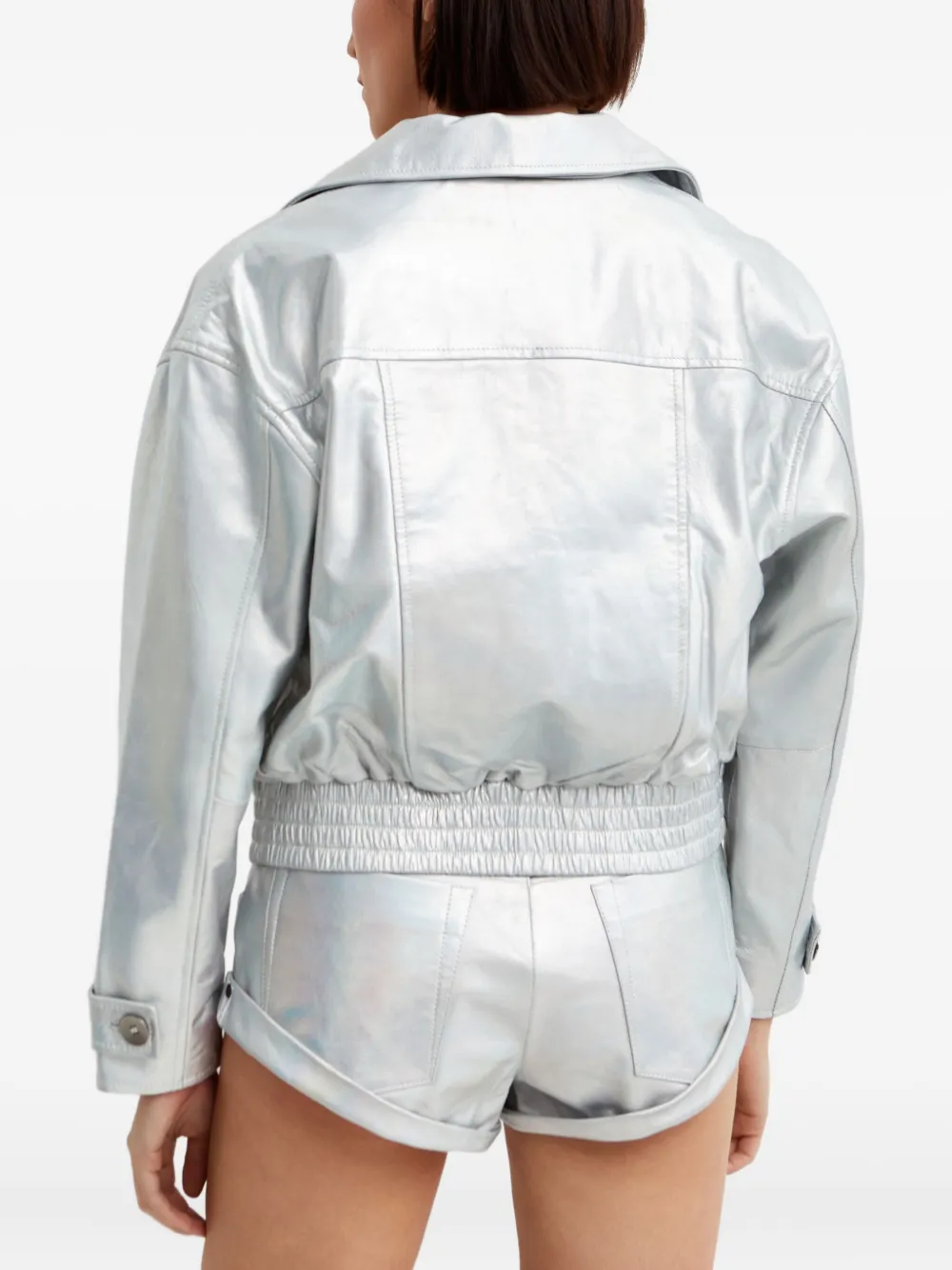 One Teaspoon Button Leather Jacket In Silver