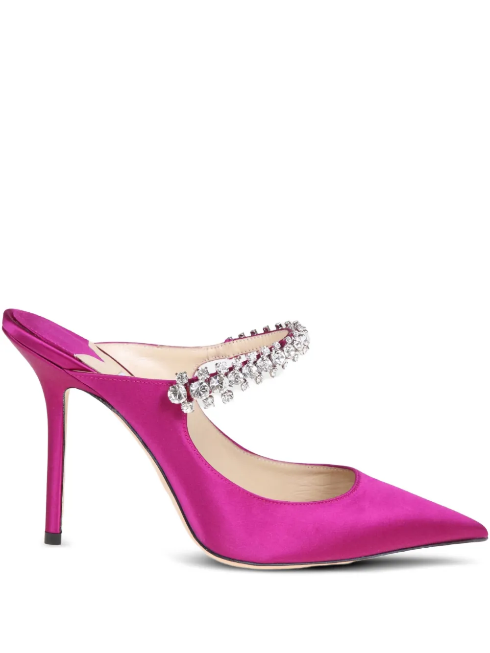 Jimmy Choo 100mm crystal-embellished pointed mules | Pink | Image 1