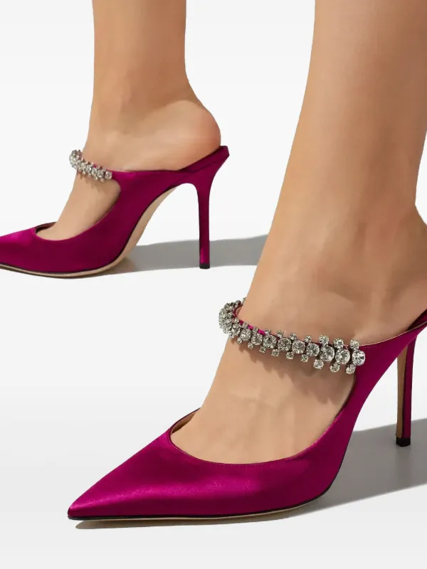 Jimmy Choo 100mm crystal-embellished Pointed Mules | Pink | FARFETCH