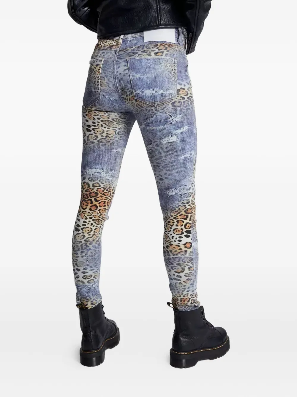 One Teaspoon Freebirds Ii Ripped Leopard Jeans In Blue