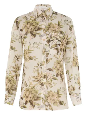 ERDEM プリント シルクブラウス | ブルー | FARFETCH JP