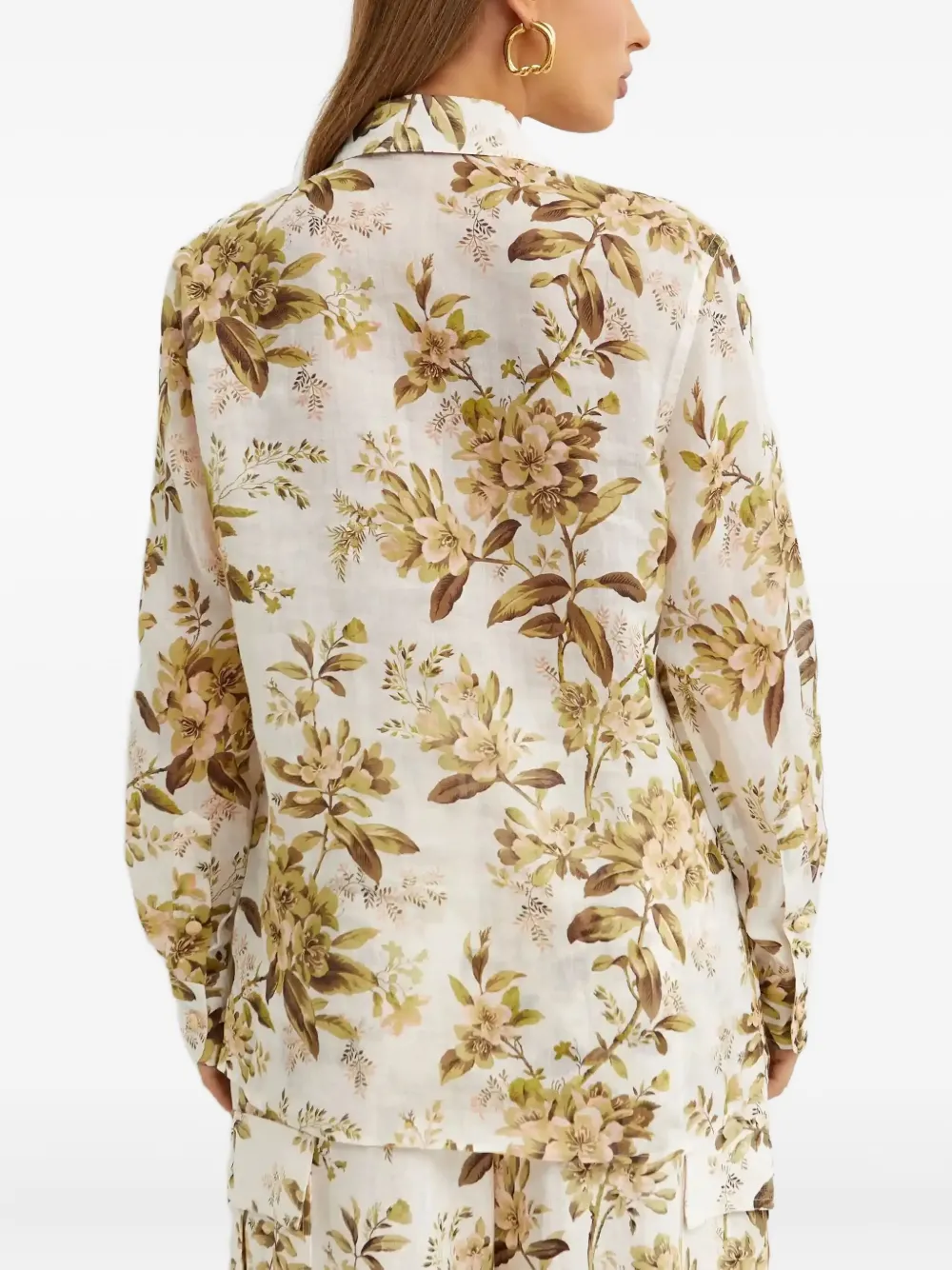 ZIMMERMANN Shirt met bloemen en zak Beige