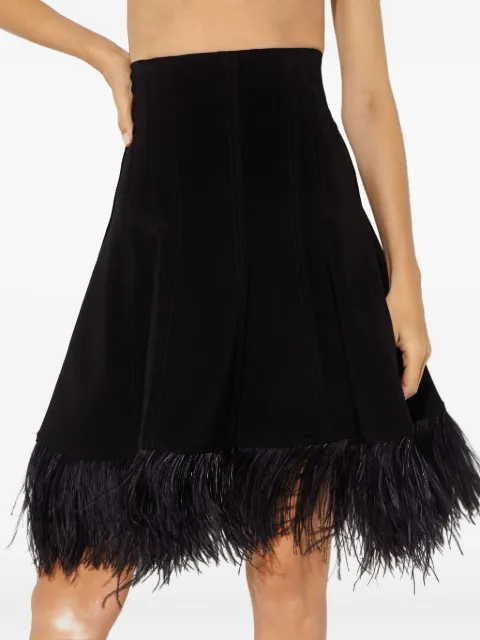 Norma Kamali feather-trim skirt