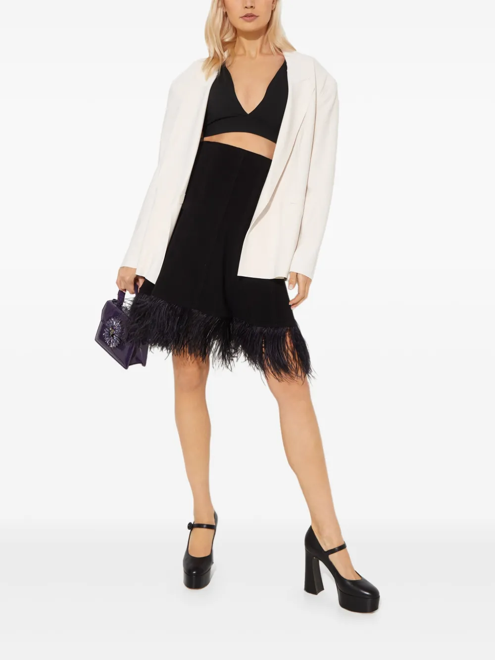 Norma Kamali Rok met veren Zwart