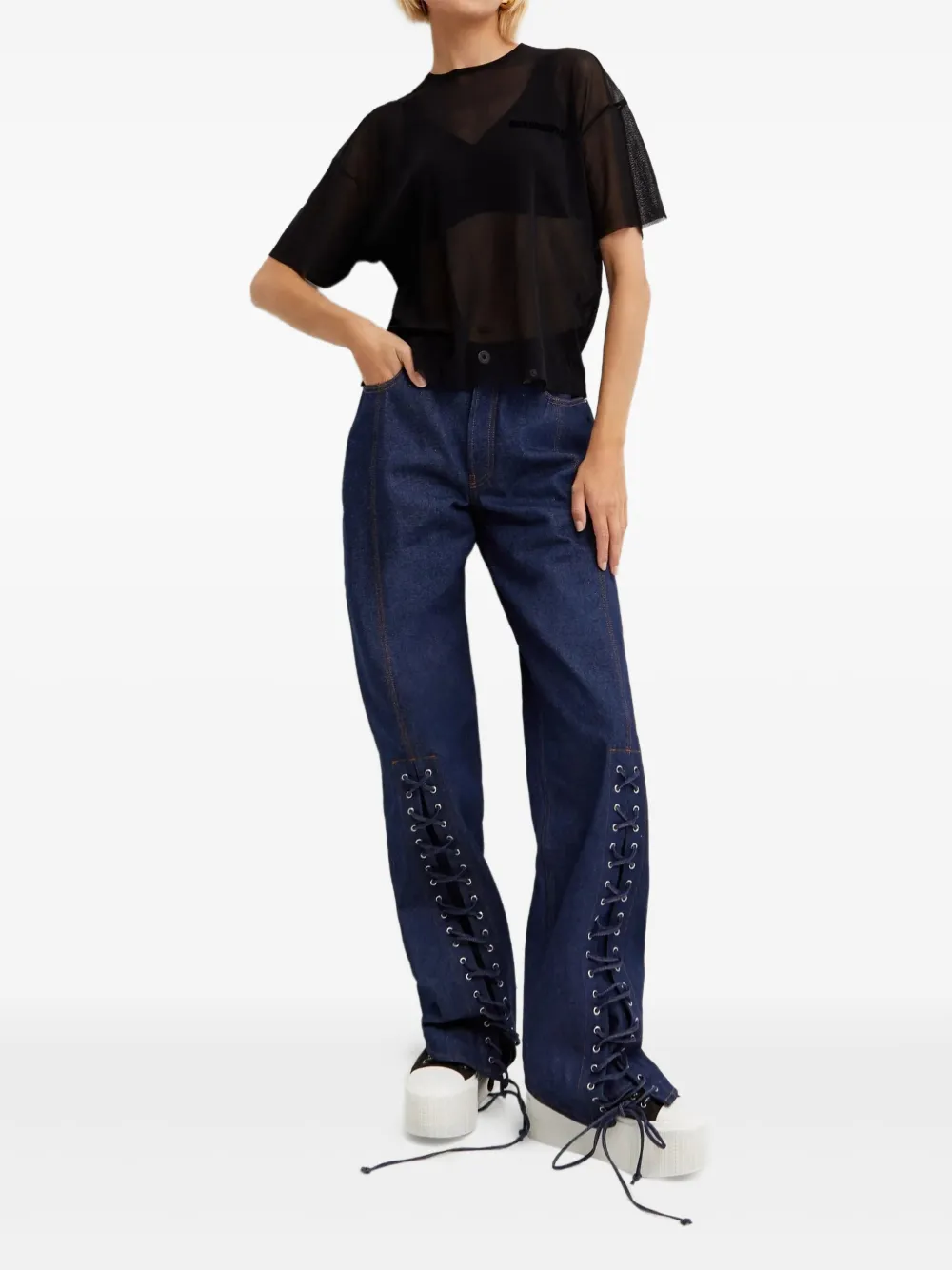 Jean Paul Gaultier Tulen T-shirt met korte mouwen Zwart