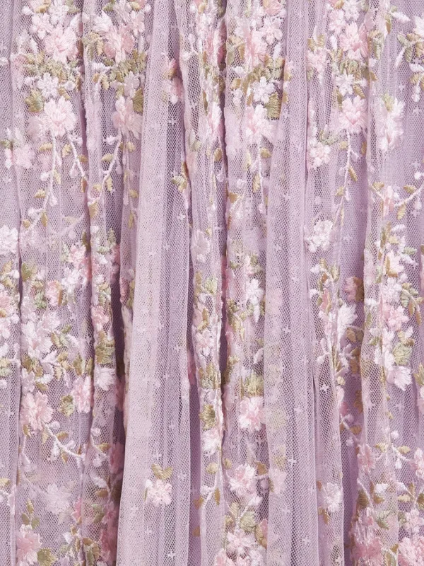 Needle & Thread Floral-Embroidered Midi Dress - Purple