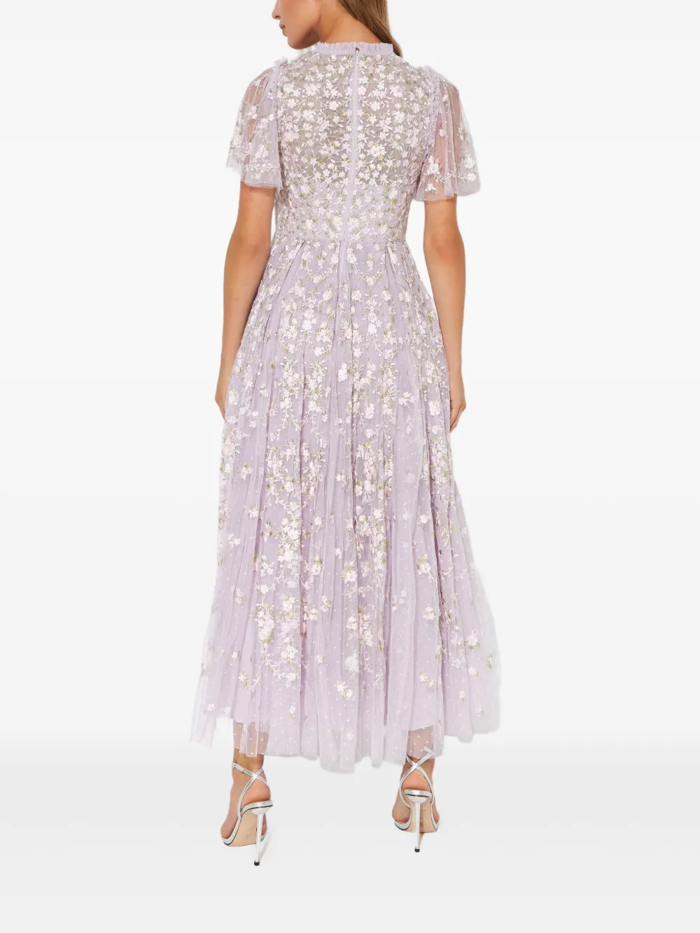 Needle & Thread Victoria Ditsy midi-jurk met geborduurde bloemen Paars