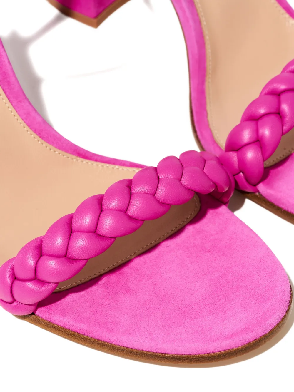 Gianvito Rossi 85 mm Cruz gevlochten sandalen met hak Roze