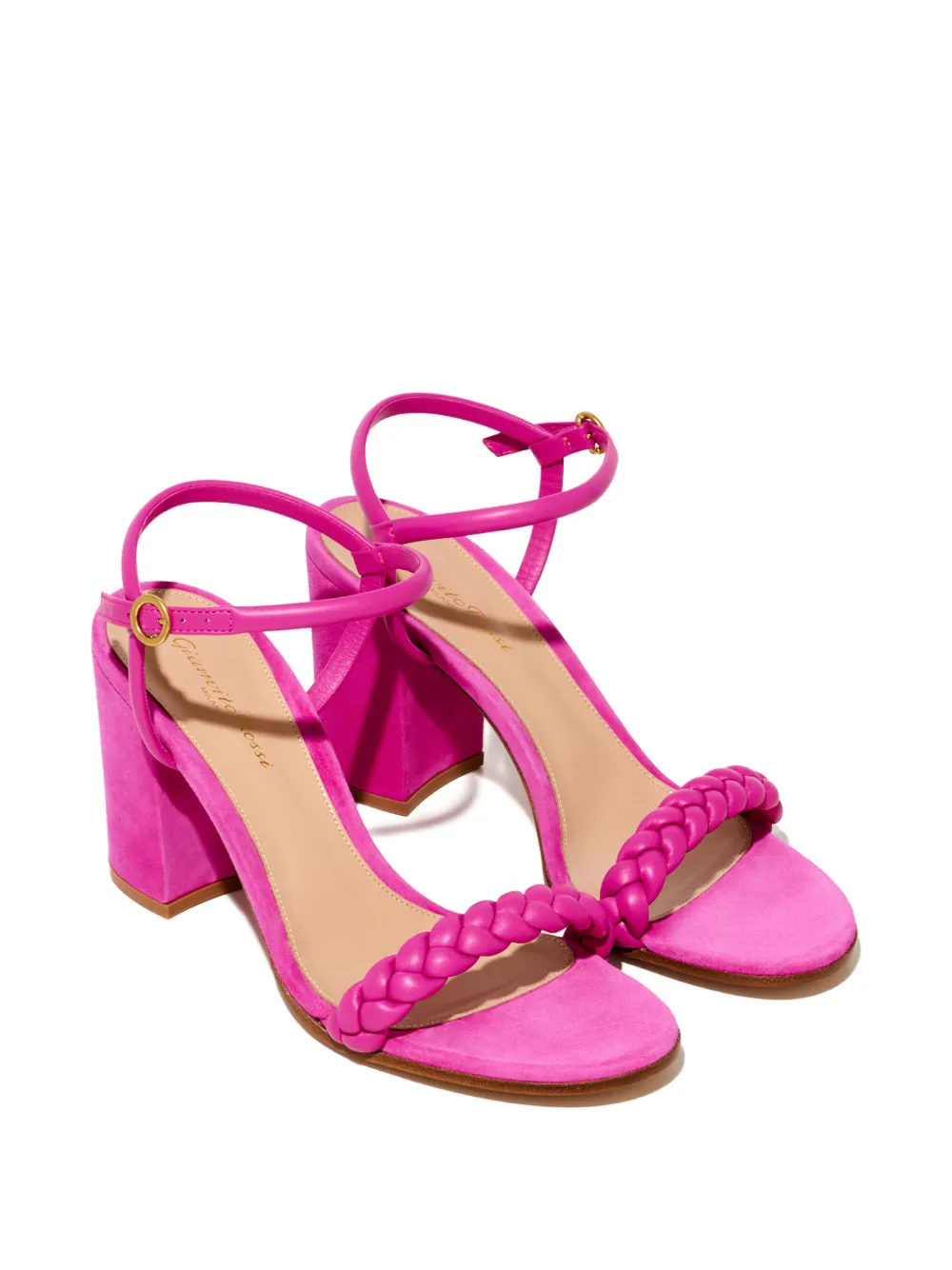 Gianvito Rossi 85 mm Cruz gevlochten sandalen met hak Roze
