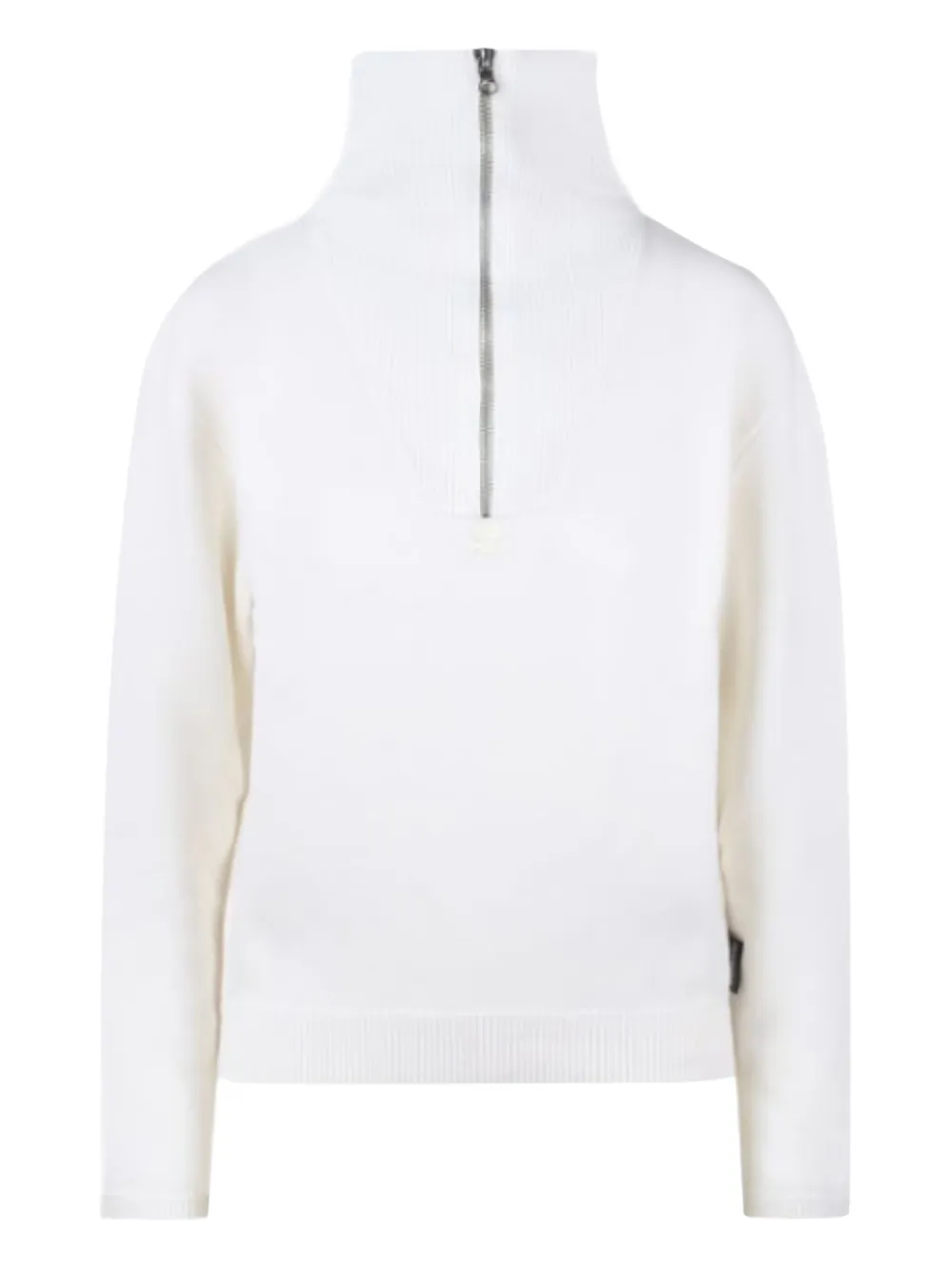 Courrèges Maglione con logo ricamato e zip - Bianco