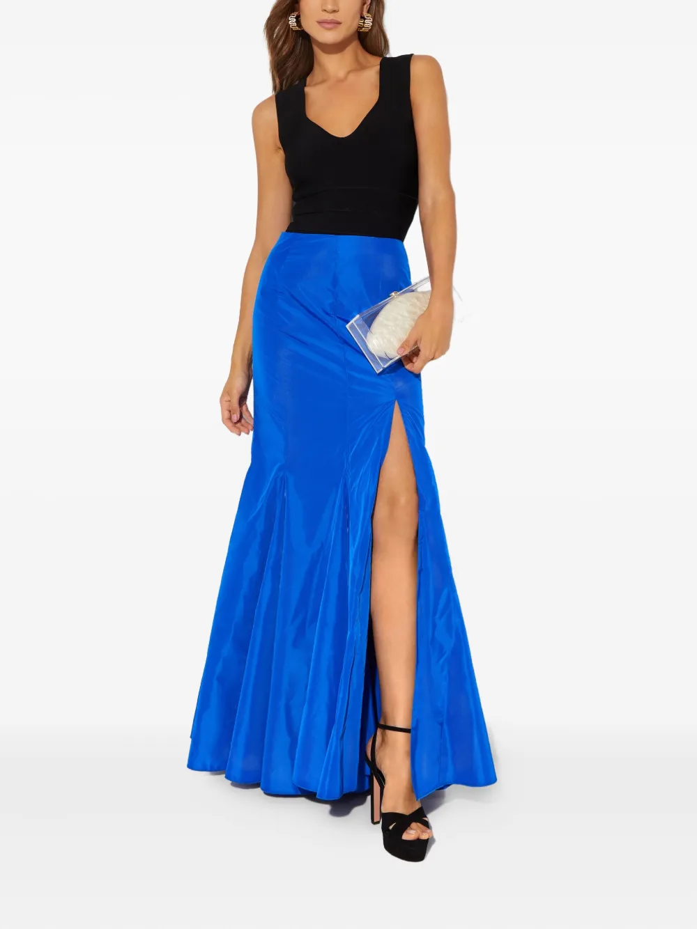 Cult Gaia Jori Slit Flared Maxi Skirt In Blue