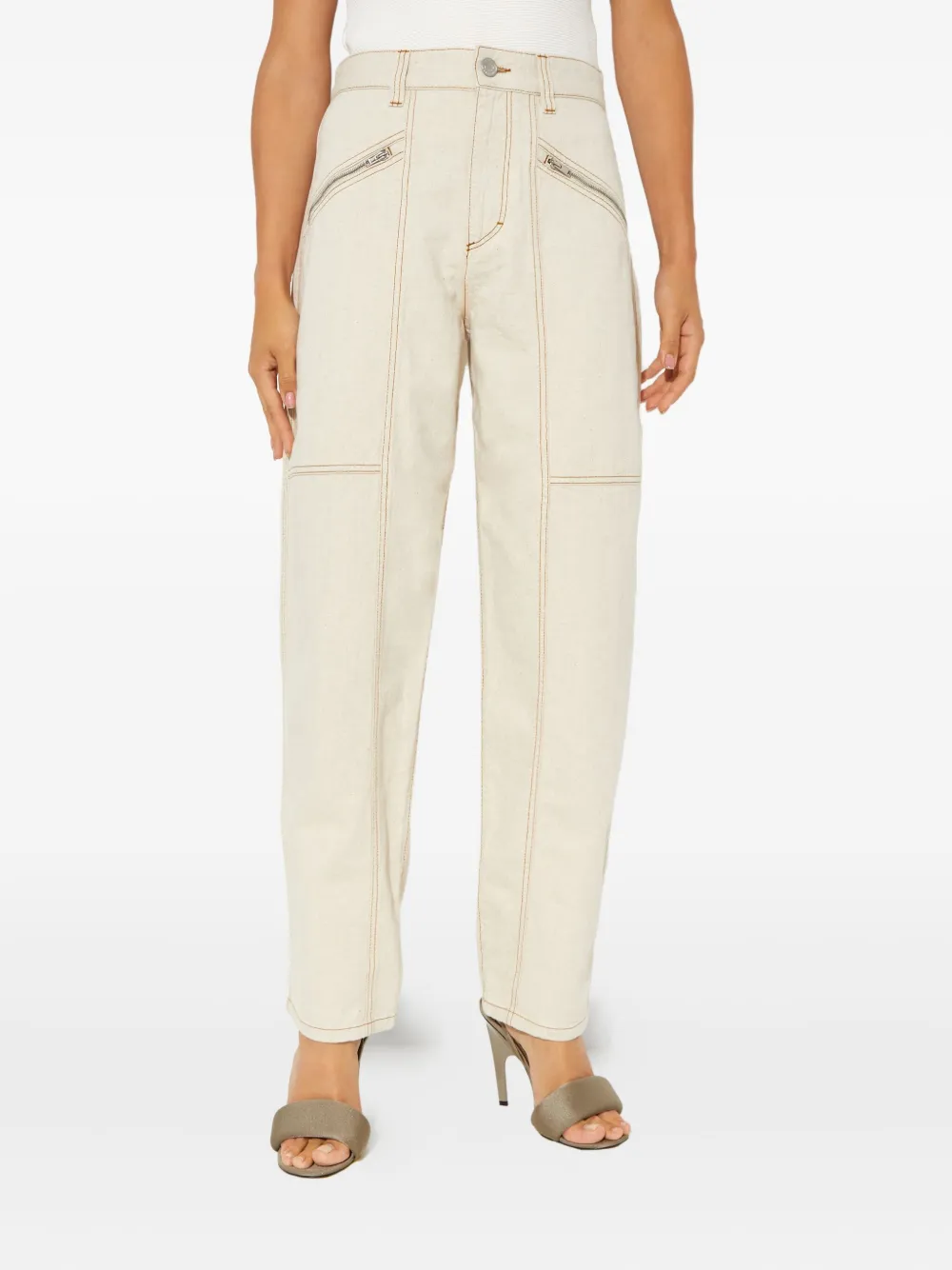 Isabel Marant Fanny Zip-pocket Jeans In Neutral