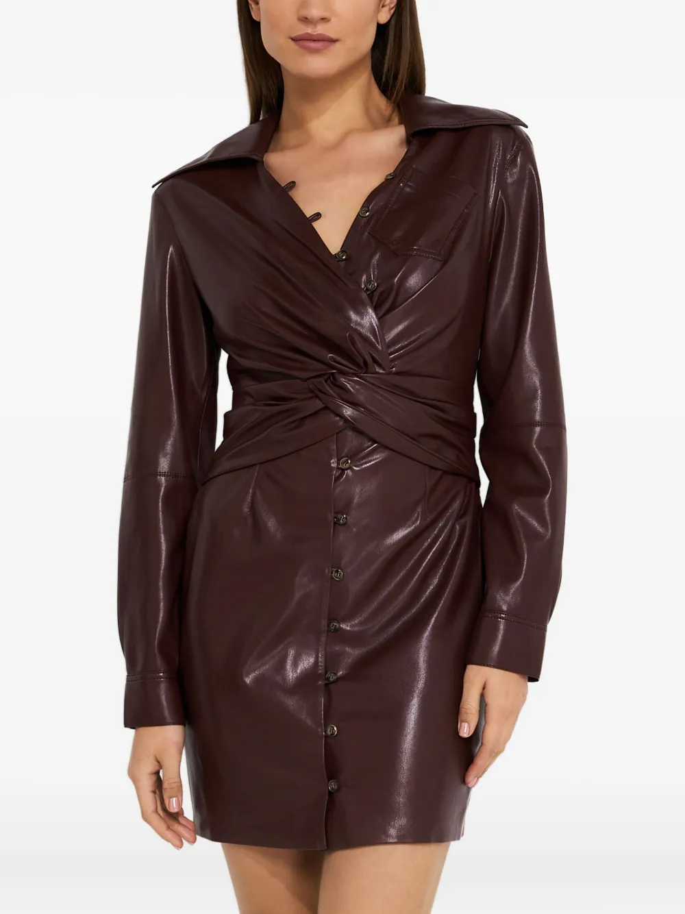 Nanushka Marto gedrapeerde mini-jurk Bruin