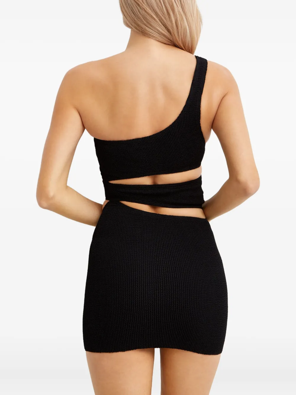 Bond-eye Rico asymmetrische mini-jurk Zwart