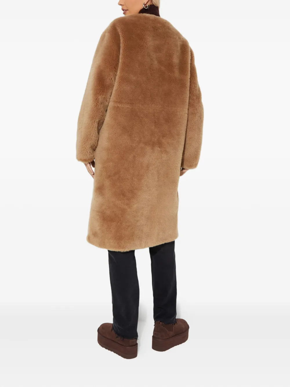 Yves Salomon Pocket Wool Coat In Brown