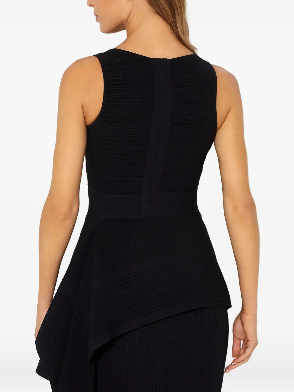 Herve Leger Sleeveless Peplum Blouse In Black