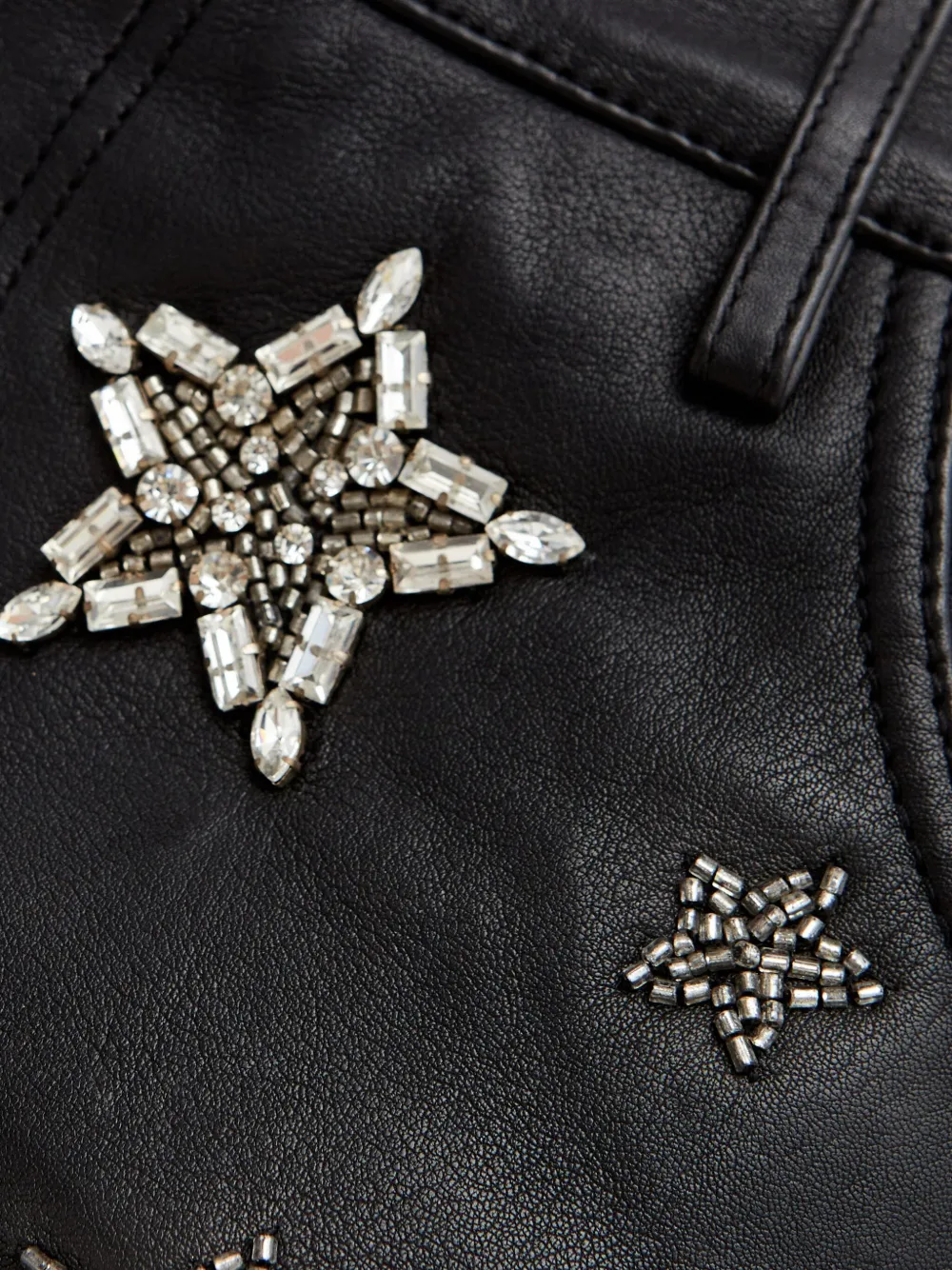 One Teaspoon Star-embellished Rolled Shorts In Black