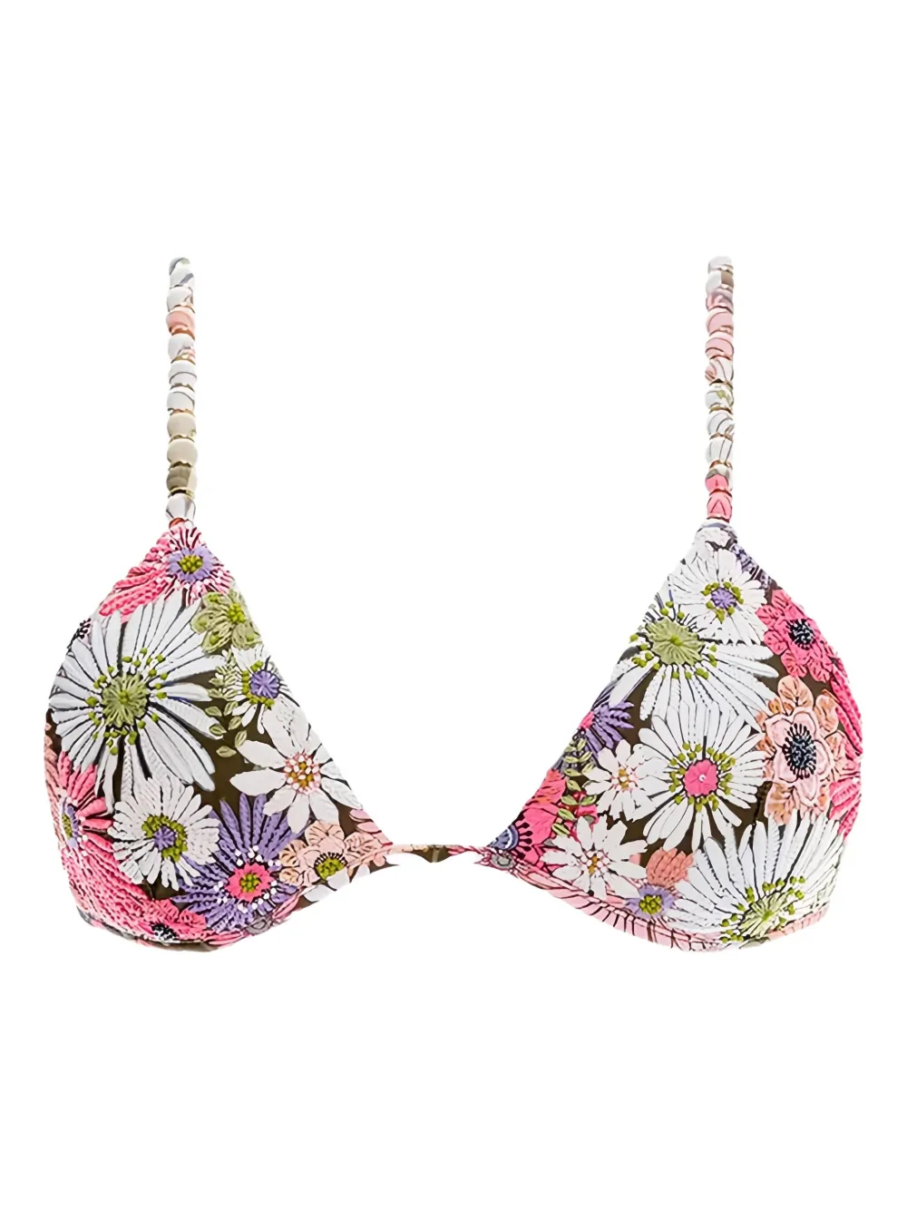 Agua Bendita Embroidered-detail Bikini Top In Multi