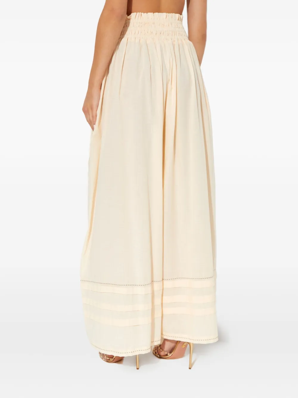 Agua Bendita Tatum embroidered palazzo trousers - Beige
