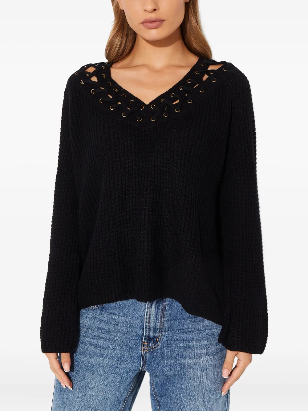 One Teaspoon braided v-neck sneakers | Black | Image 1