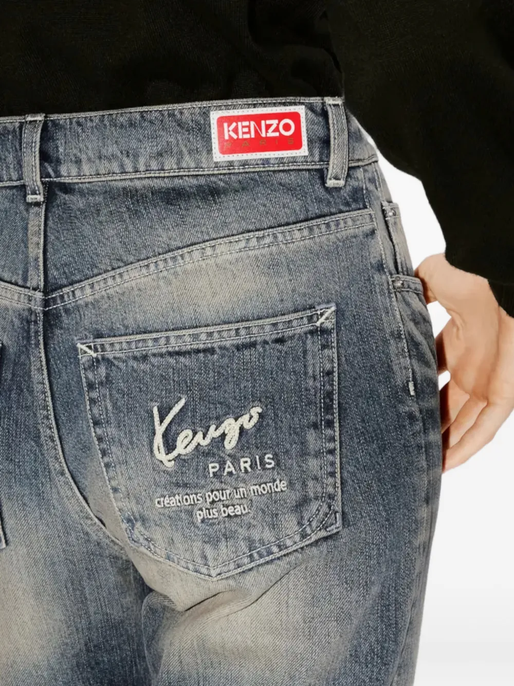Kenzo Bara jeans met logopatch Blauw