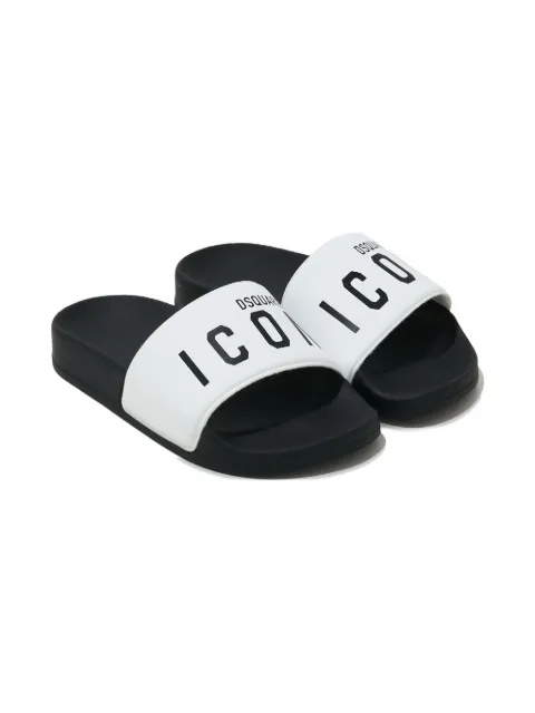 DSQUARED2 KIDS flip flops con logo en la correa