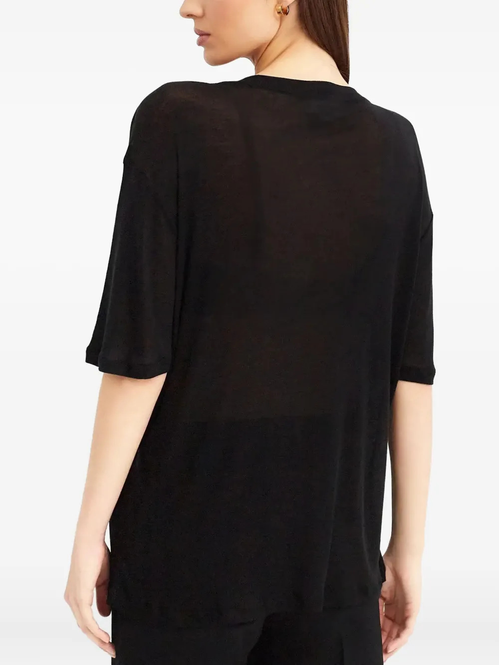Victoria Beckham Pleated Short-sleeve Top In Black