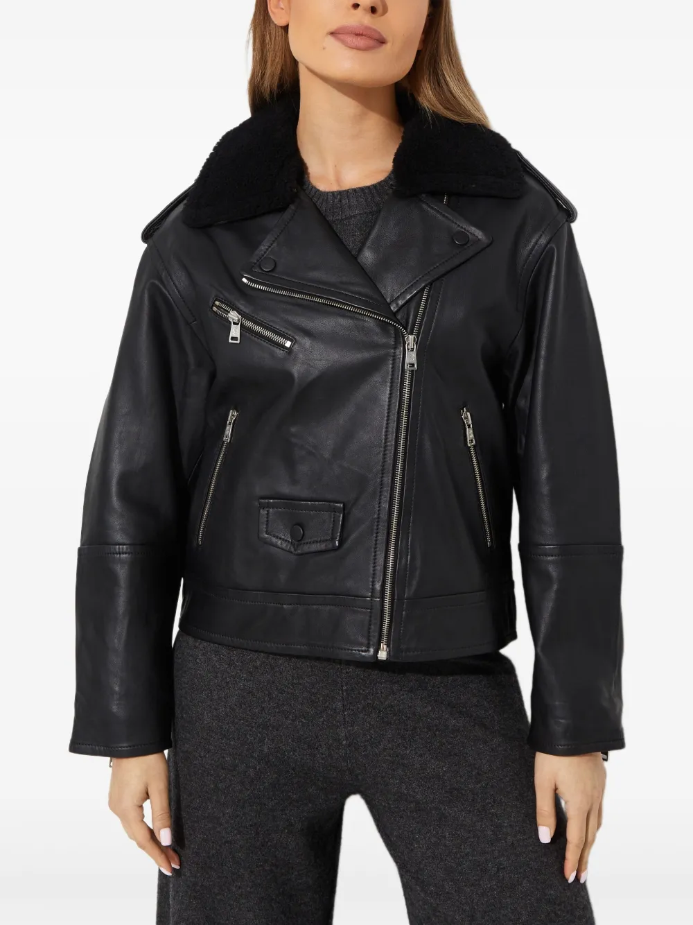 Yves Salomon Zip-up Leather Jacket In Black