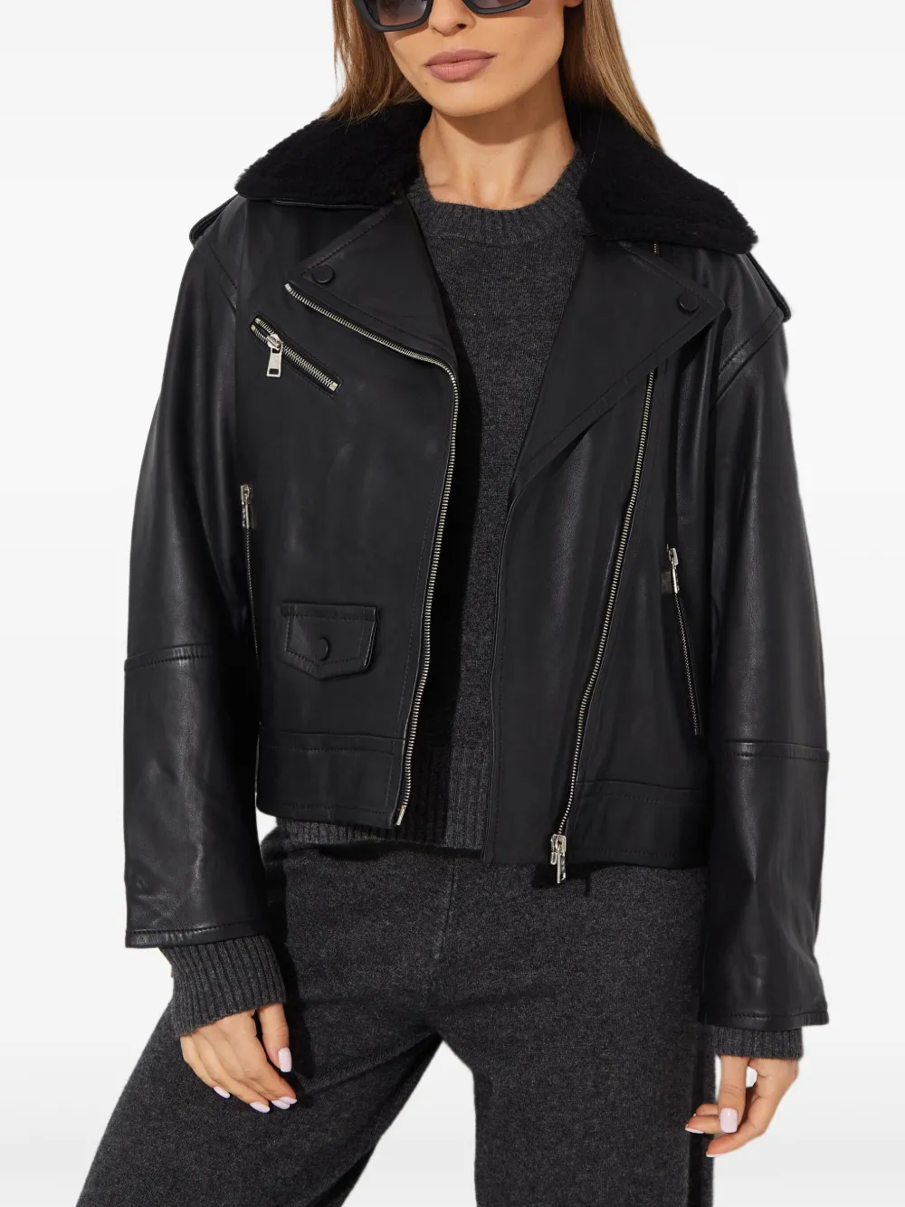 Yves Salomon Zip-up Leather Jacket In Black