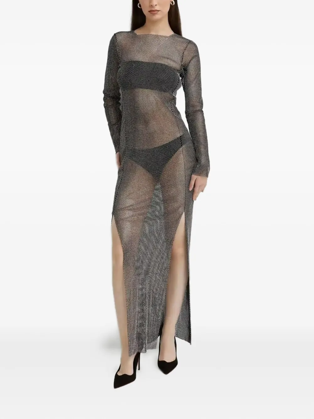 Santa Brands mesh-embellished maxi dress - Nero