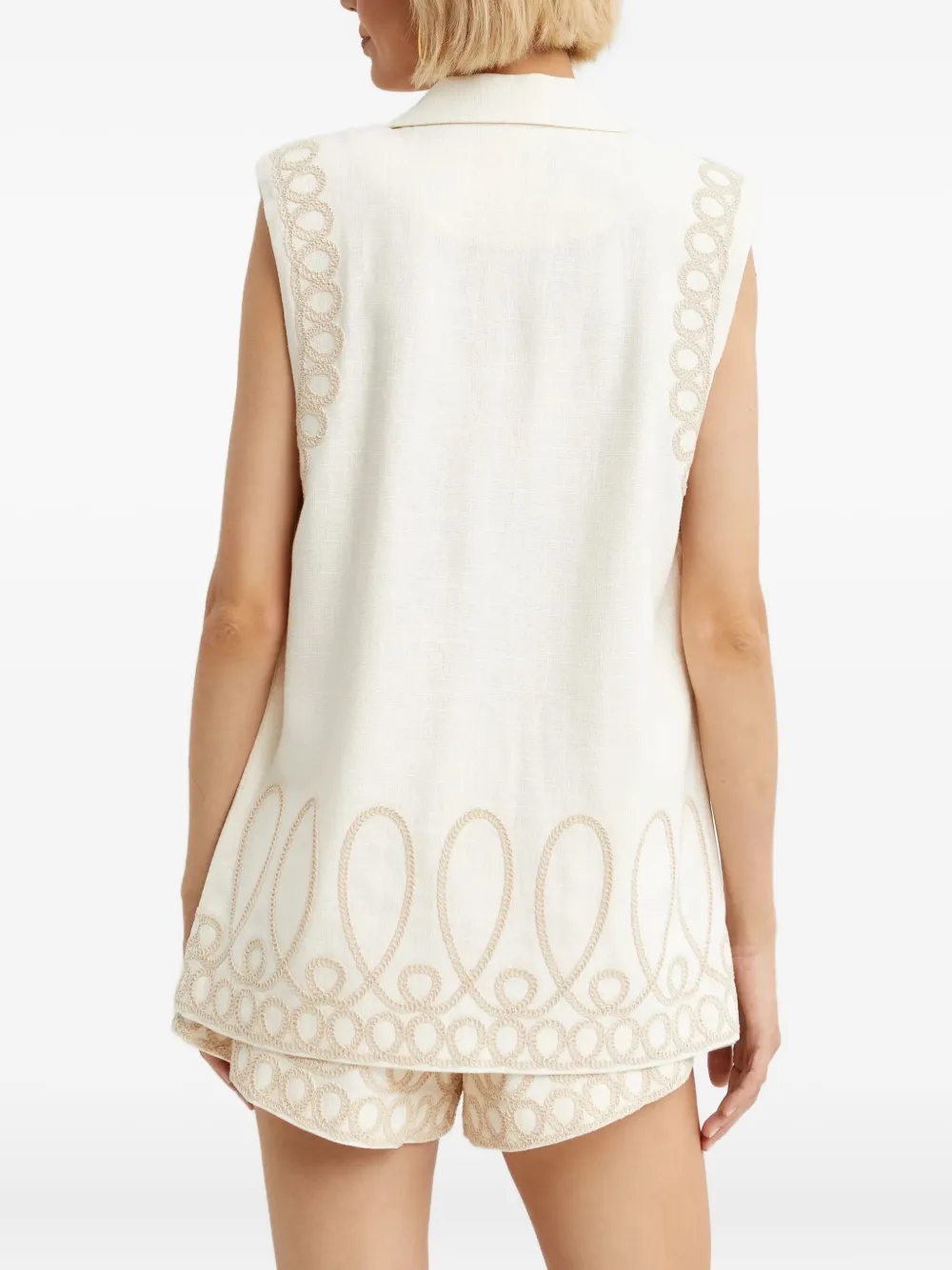 Ixiah Alkali Embroidered Waistcoat In Neutral