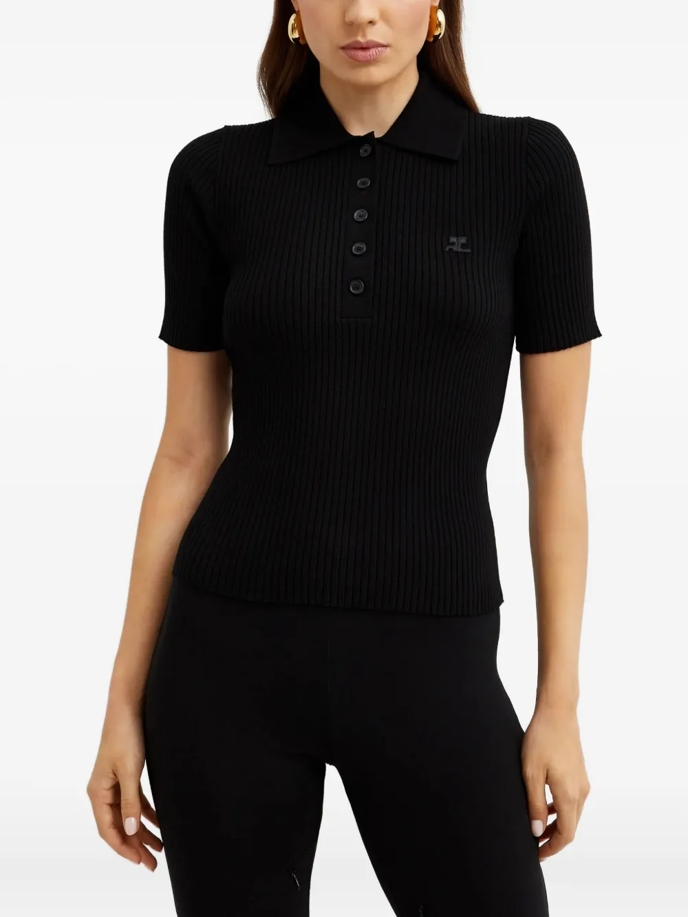 Courrèges Poloshirt met geborduurd logo Zwart