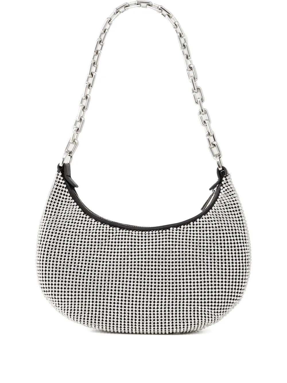 Marc Jacobs Small The Curve Crystal-embelishmend Logo-detail Shoulder Bag In Silver