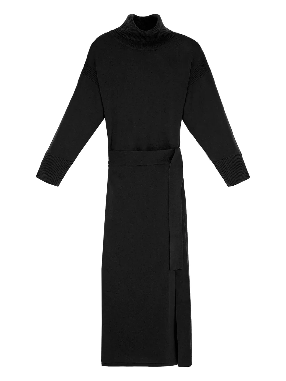 Yves Salomon Jurk met col en ceintuur Zwart