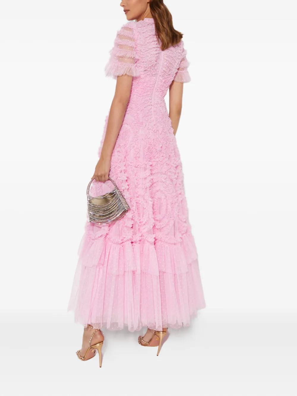 Needle & Thread Maxi-jurk met ruches Roze